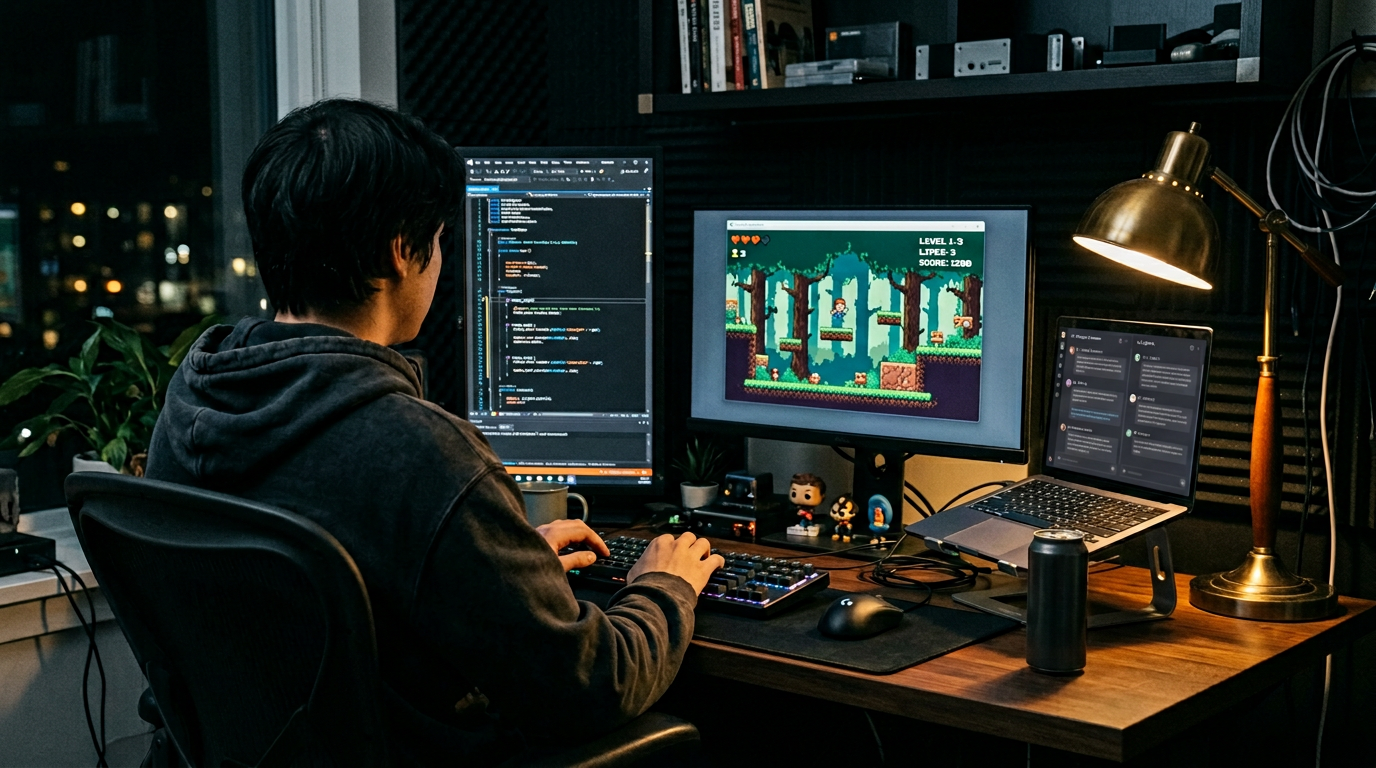 Solo developers shipping production-quality games using AI tooling and browser engines